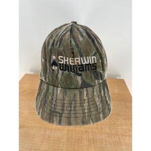 Vintage Sherwin Williams Camo Mossy Oak Baseball Cap Men Adjustable Snapback